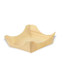 12 Pcs - Mini assiette en bois carrée - 9,5 cm x 9,5 cm, Hauteur: 3,5 cm
