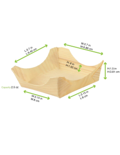 12 Pcs - Mini assiette en bois carrée - 9,5 cm x 9,5 cm, Hauteur: 3,5 cm 2