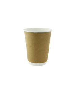 6 Pcs - Gobelet carton laminé PLA double paroi - 340 ml, Diam: 9 cm, Hauteur: 11 cm