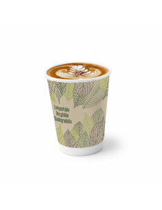 6 Pcs - Gobelet carton laminé PLA double paroi - 340 ml, Diam: 9 cm, Hauteur: 11 cm 2
