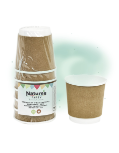 6 Pcs - Gobelet en carton laminé PLA double paroi kraft - 120 ml, Diam: 6,2 cm, Hauteur: 6 cm