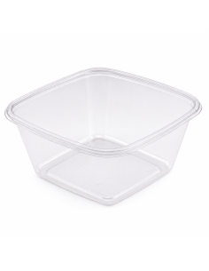 100 Pcs - Saladier plastique PET carré transparent - 750...