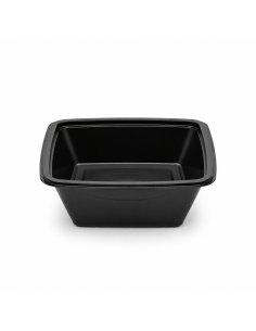 100 Pcs - Saladier PET carré noir - 750 ml, 16 cm x 16...