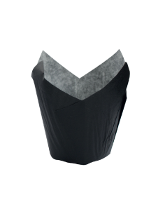 120 Pcs - Caissette de cuisson tulipe papier noir - Diam:... 2