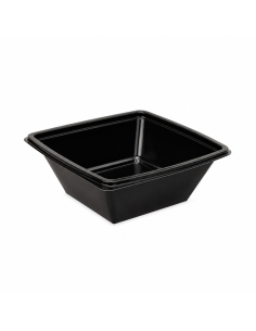 100 Pcs - Saladier PET carré noir - 1000 ml, 19,5 cm x...
