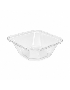 100 Pcs - Saladier PET transparent vrillé - 750 ml, 19,5...