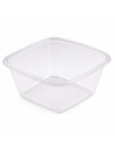 300 Pcs - Saladier Plastique Pet Carré Transparent - 750...