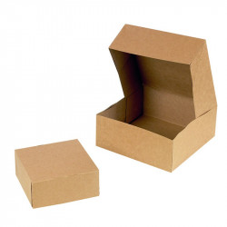 Boîte pâtissière carton kraft brun 14 x 14 x 6 cm x 25 unités