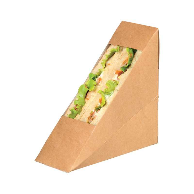 Triangle sandwich kraft simple à fenêtre 5,2 x 12,3 x 12,3 cm x 50 unités