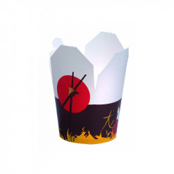 Pot carton blanc base ronde décor "Asie" 750 ml Diam: 9,5 cm 9,5 x 9 x 10 cm x 50 unités