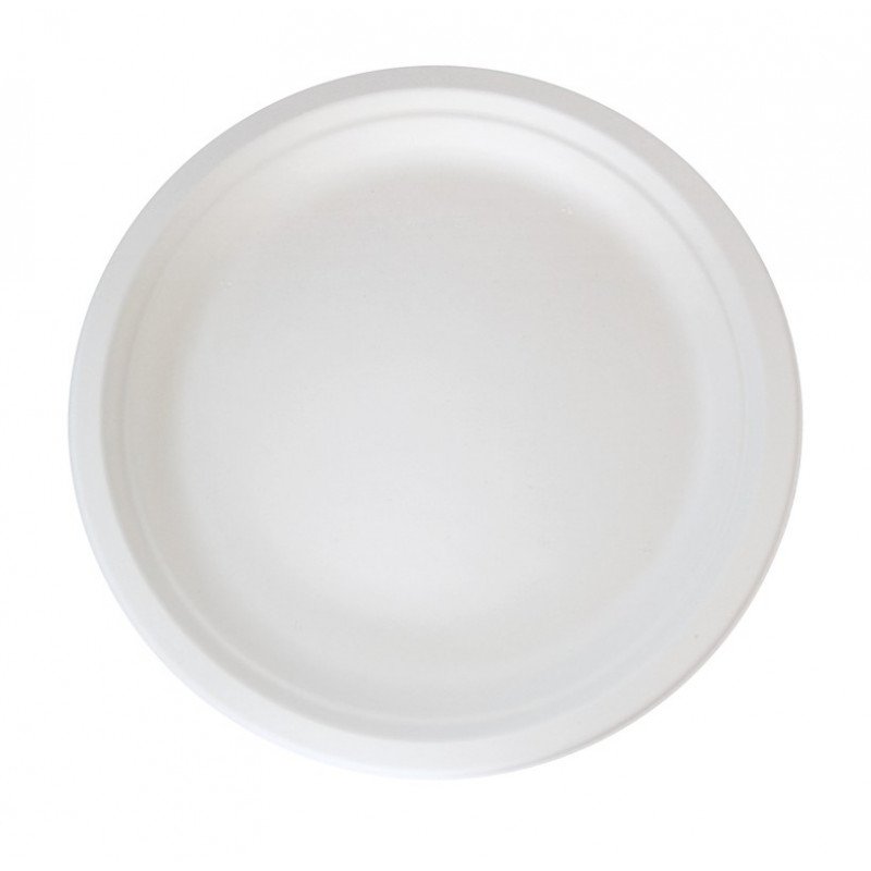 Assiette ronde blanche en pulpe Diam: 24,2 cm 24,2 x 24,2 x 2,3 cm x 25 unités