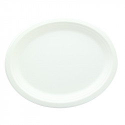 Assiette ovale blanche en pulpe 25,5 x 32 x 2,5 cm x 25 unités