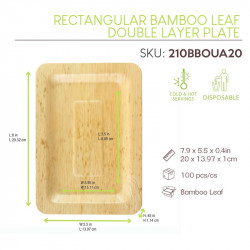 Assiette rectangulaire en feuille de bambou "Zebra" 20 x 14 x 1 cm x 10 unités