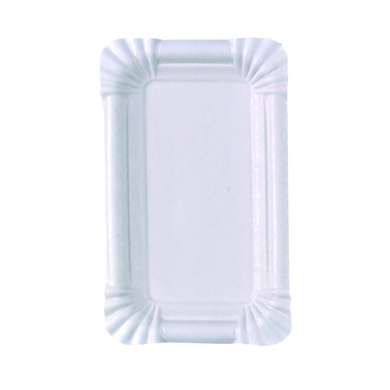 Assiette rectangulaire en carton recyclé blanc 10 x 16 cm x 100 unités