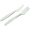 Kit couvert PLA blanc 2/1: couteau fourchette, emballage 18 cm x 250 unités