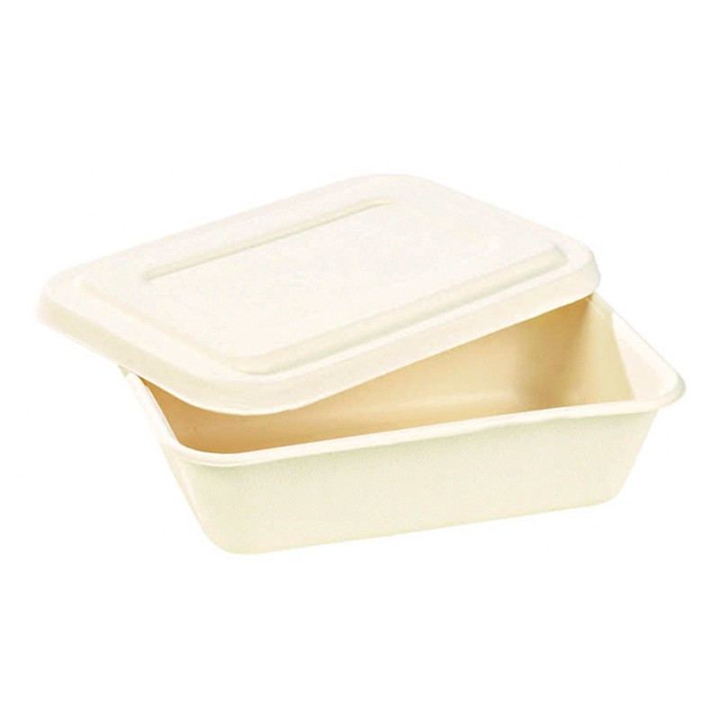 Boîte repas pulpe blanche avec couvercle 850 ml 19,3 x 13,5 x 5 cm x 50 unités