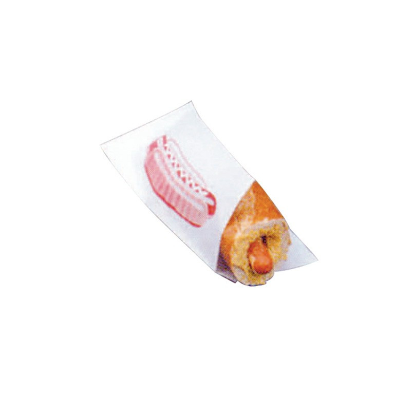 Sac papier blanc ingraissable pour hot dog ouvert sur 2 côtés 17 x 7,5 cm x 500 unités