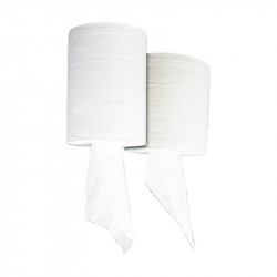 Bobine d'essuyage blanc 2 plis à devidage central Diam: 20 cm 21 x 19 cm x 6 unités