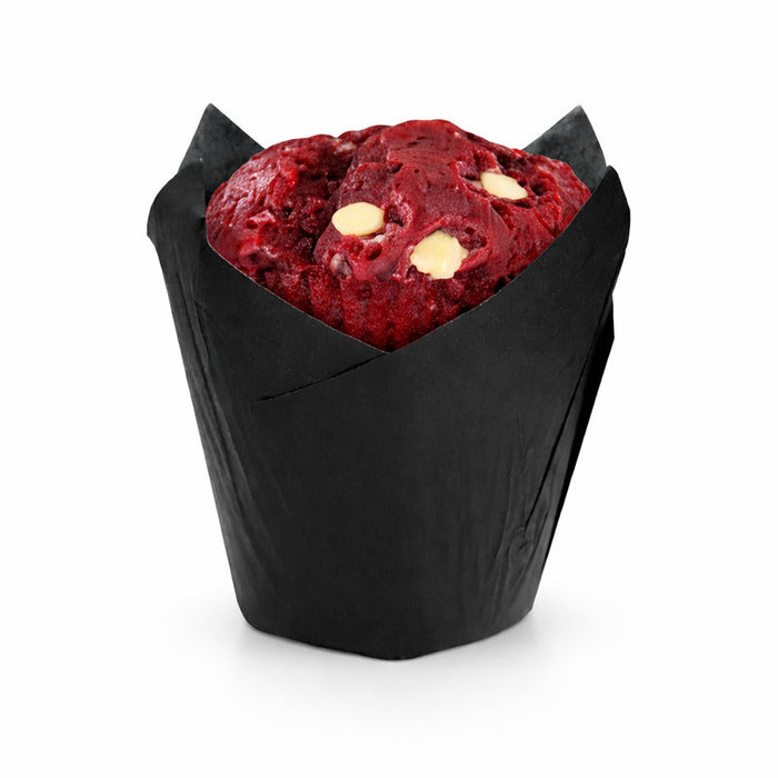 120pcs - Caissette de cuisson tulipe en papier noir ingraissable - Ø base 3 cm - H 6 cm