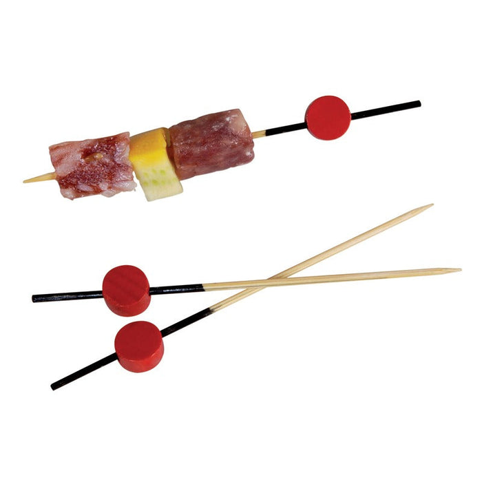 100pcs - 9cm - Pique bambou noir avec décor rouge "Atami"