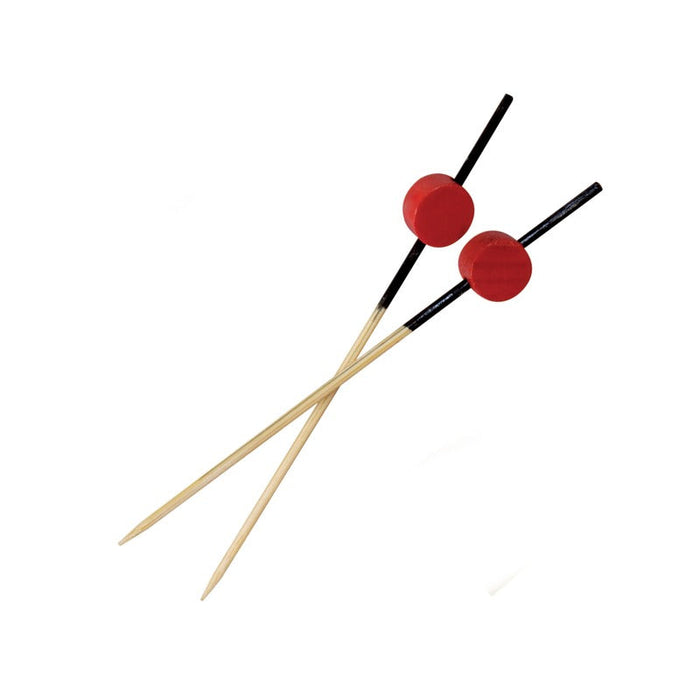 100pcs - 9cm - Pique bambou noir avec décor rouge "Atami"