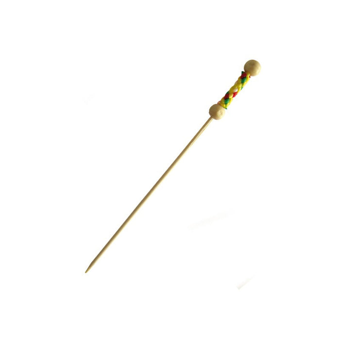 100pcs - Pique bambou "Fuji" perles nature décor jaune - 11,2 cm
