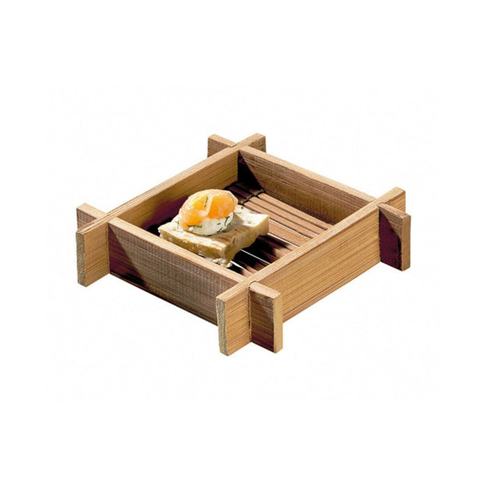 20pcs - Mini plateau bambou carré "Hanako" - 12 cm x 12 cm x 2,4 cm