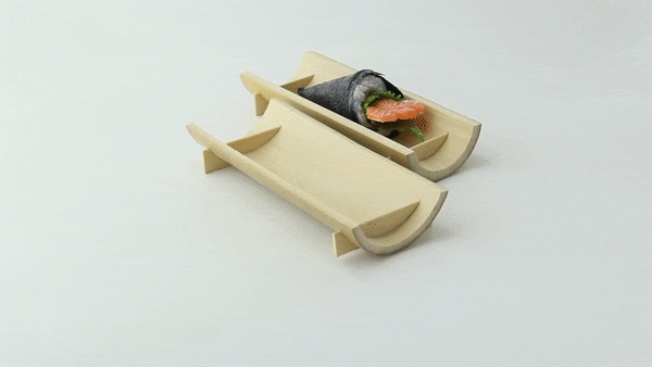20pcs - Assiette socle demi-bambou "Koshu" - 15 cm x 6 cm x 2,3 cm