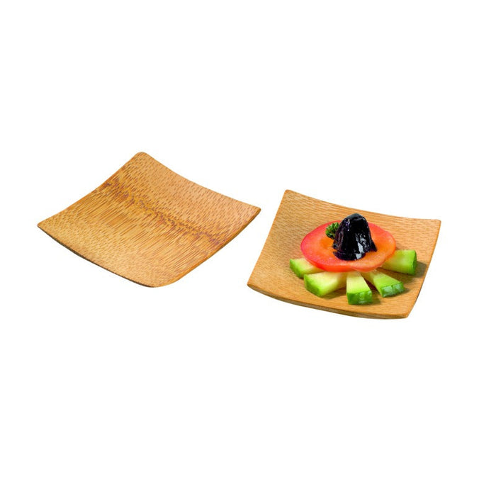 24pcs - Mini assiette carrée lisse en bambou "Krabi" - 6 cm x 6 cm