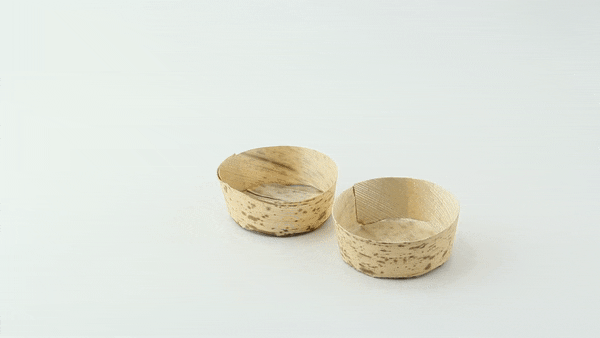 50pcs - Panier rond en feuille de bambou "Anno" - 80 ml - Ø 7 cm - H 2,8 cm