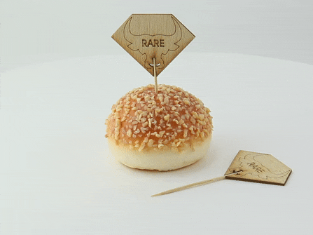 100pcs - 5,4x9,5cm - Pique steak bambou "Rumpy" Rare (bleu)