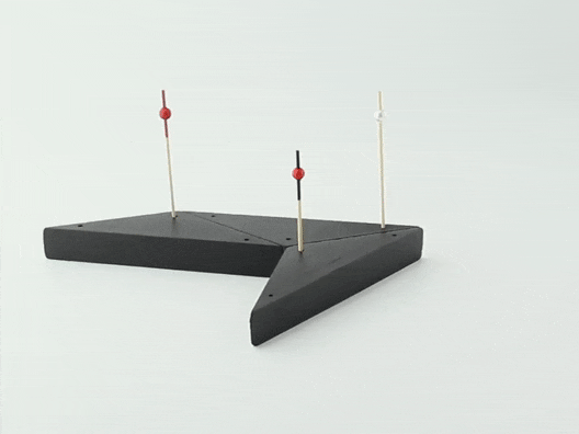 10pcs - Mini socle bambou triangulaire noir pour 3 piques "Sima" - 14 cm x 8 cm x 2 cm