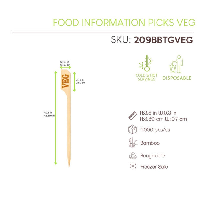 100pcs - Pique bambou "Teppo Gushi" végétarien "Veg" - 9 cm