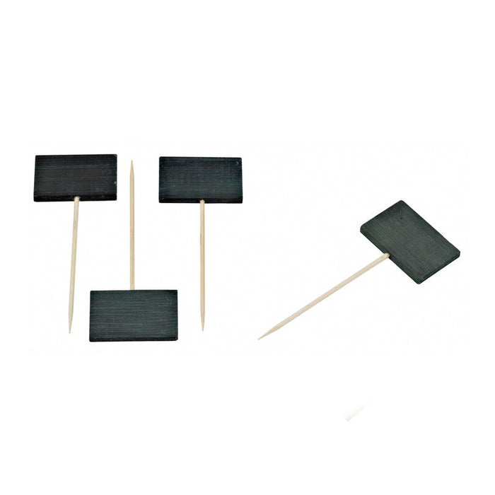 20pcs - 9cm - Pique bambou panneau noir "Tikon"