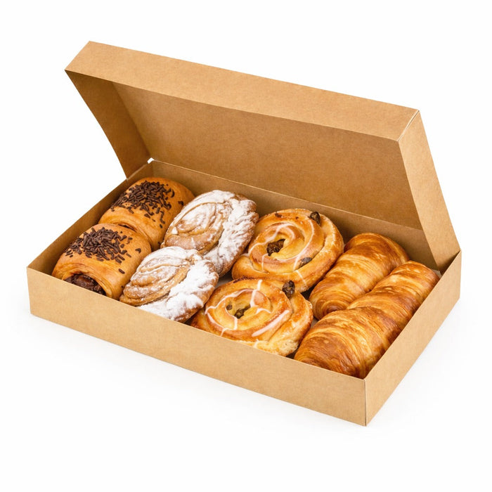 100pcs - Boîte plateau lunch carton brun - 42 cm x 29 cm x 6 cm