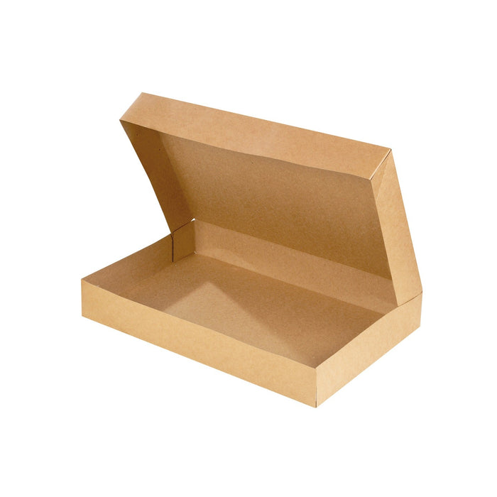100pcs - Boîte plateau lunch carton brun - 42 cm x 29 cm x 6 cm