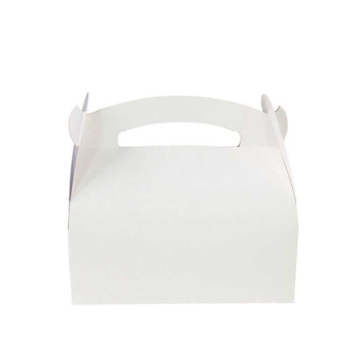 50pcs - Boîte pâtissière carton blanc avec anse - 18 cm x 10 cm x 11,5 cm