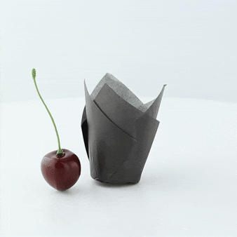 1000pcs - Caissette de cuisson tulipe en papier noir ingraissable - 12 cm x 12 cm