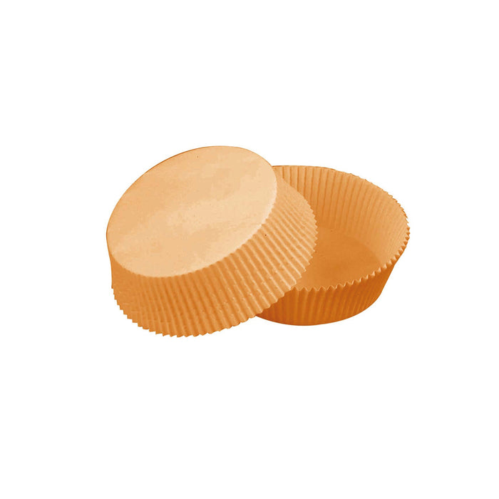 100pcs - Caissette de cuisson ronde brune en papier siliconé - Ø 5,5 cm - H 4,1 cm