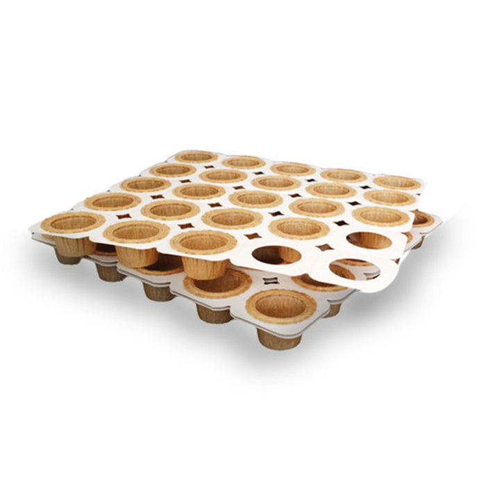 50pcs - Plaque de cuisson avec 25 moules mini cake en papier kraft alvéolé - 28,5 cm x 28,5 cm x 2,5 cm