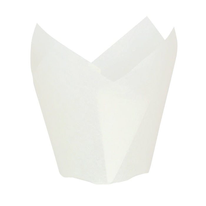 120pcs - Caissette de cuisson tulipe en papier blanc siliconé - Ø base 3 cm - H 6 cm
