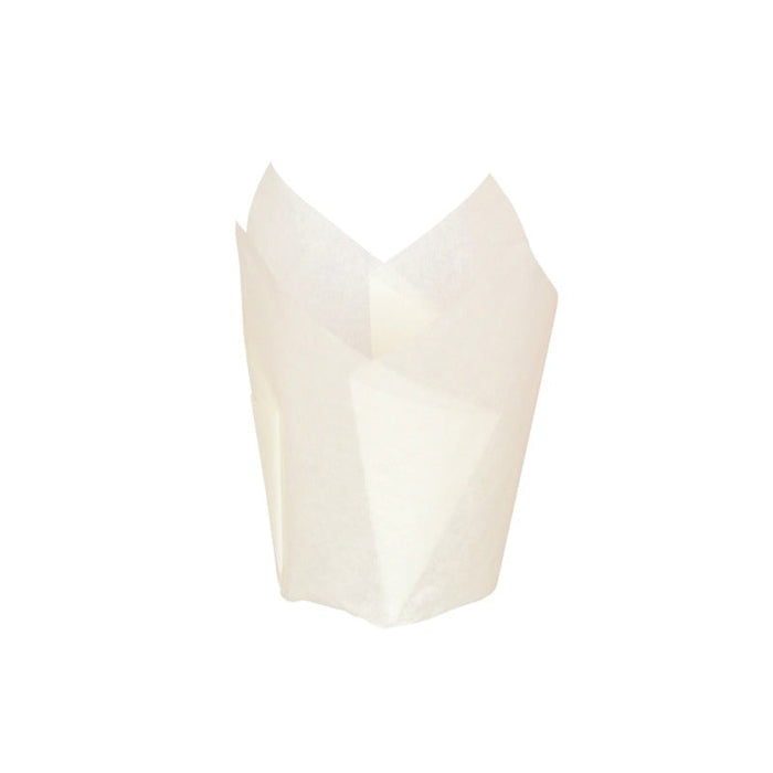120pcs - Caissette de cuisson tulipe en papier blanc siliconé - Ø base 4,5 cm - H 8 cm