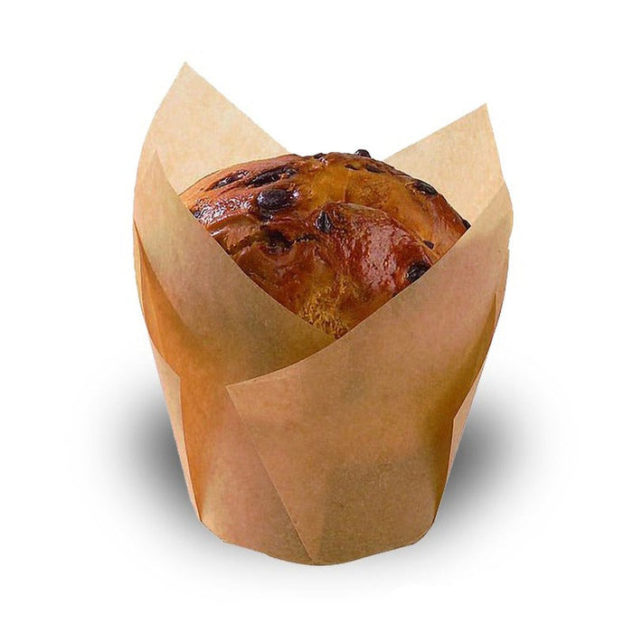 100pcs - Caissette de cuisson tulipe en papier brun siliconé - Ø base 6 cm - H 9 cm