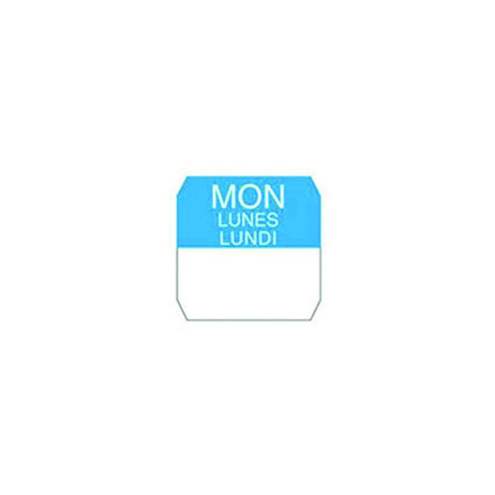1000pcs - 2,5x2,5cm - Rouleau étiquette bleue lundi