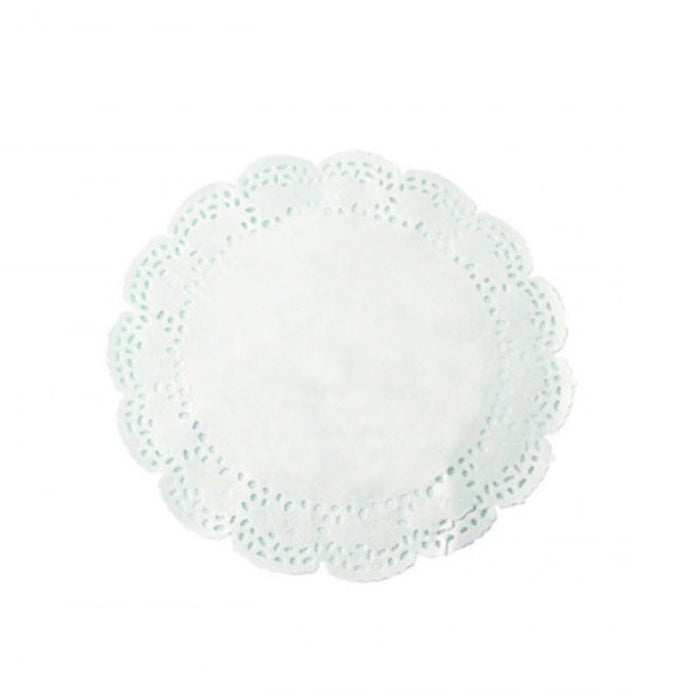 250pcs - Ø14cm - Dentelle papier blanc ronde
