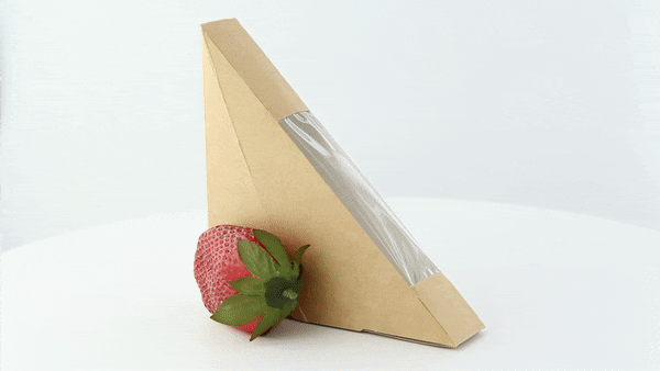 50pcs - Triangle sandwich kraft simple à fenêtre - 2,6 cm x 12,3 cm x 12,3 cm