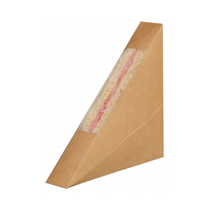 50pcs - Triangle sandwich kraft simple à fenêtre - 2,6 cm x 12,3 cm x 12,3 cm