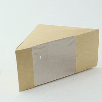 50pcs - Triangle sandwich kraft triple à fenêtre - 8,2 cm x 12,3 cm x 12,3 cm