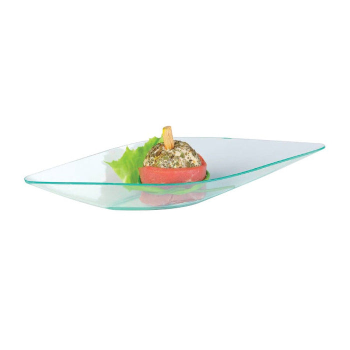 24pcs - Mise en bouche plastique PS vert transparente forme diamant "Eleni" - 15 ml - 13 cm x 4,1 cm x 2 cm