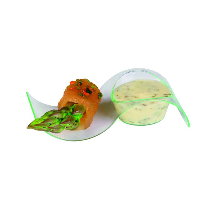 50pcs - Mise en bouche plastique PS vert transparente « Gizmo » - 10 cm x 4 cm x 2,4 cm
